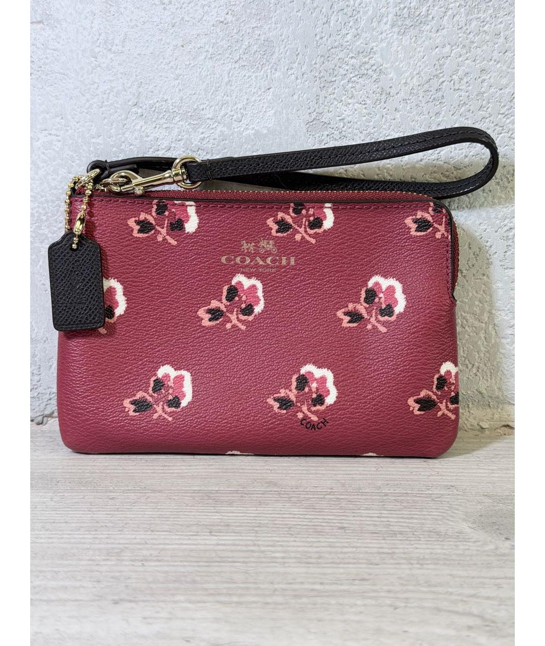 COACH Бордовый кожаный кошелек, фото 9
