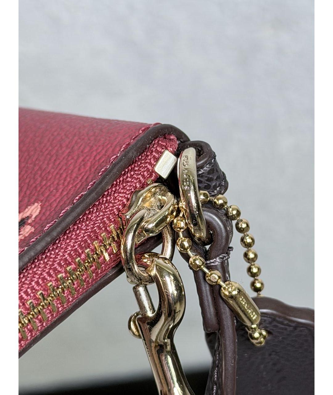 COACH Бордовый кожаный кошелек, фото 6