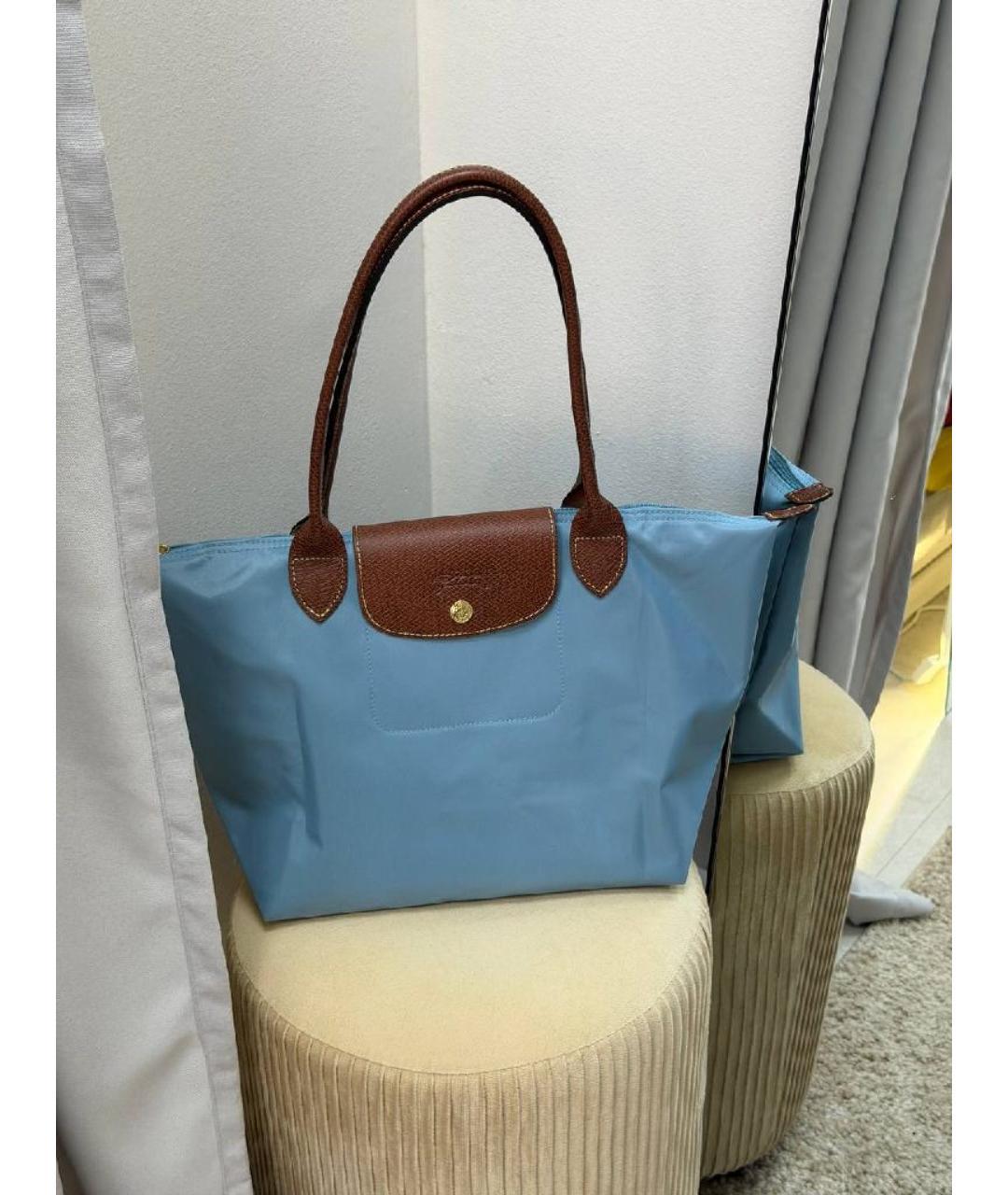 LONGCHAMP Голубая сумка тоут, фото 4