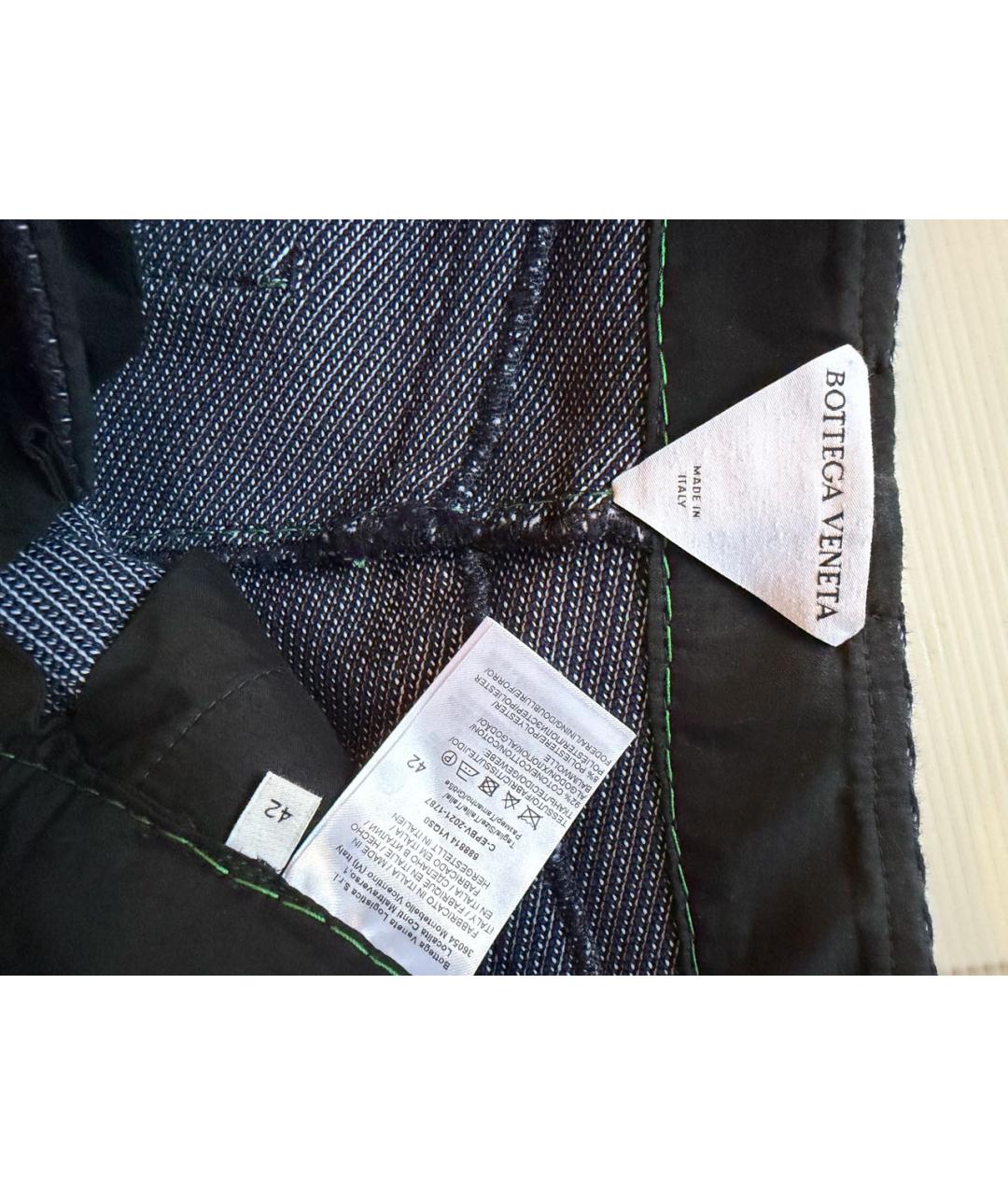 BOTTEGA VENETA Темно-синие хлопко-полиэстеровые прямые джинсы, фото 3