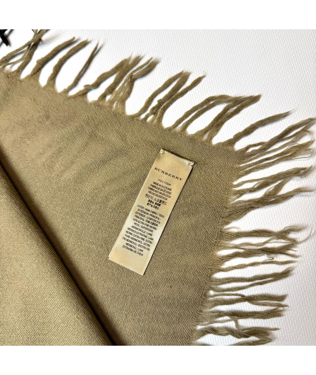 BURBERRY Бежевый шерстяной шарф, фото 3