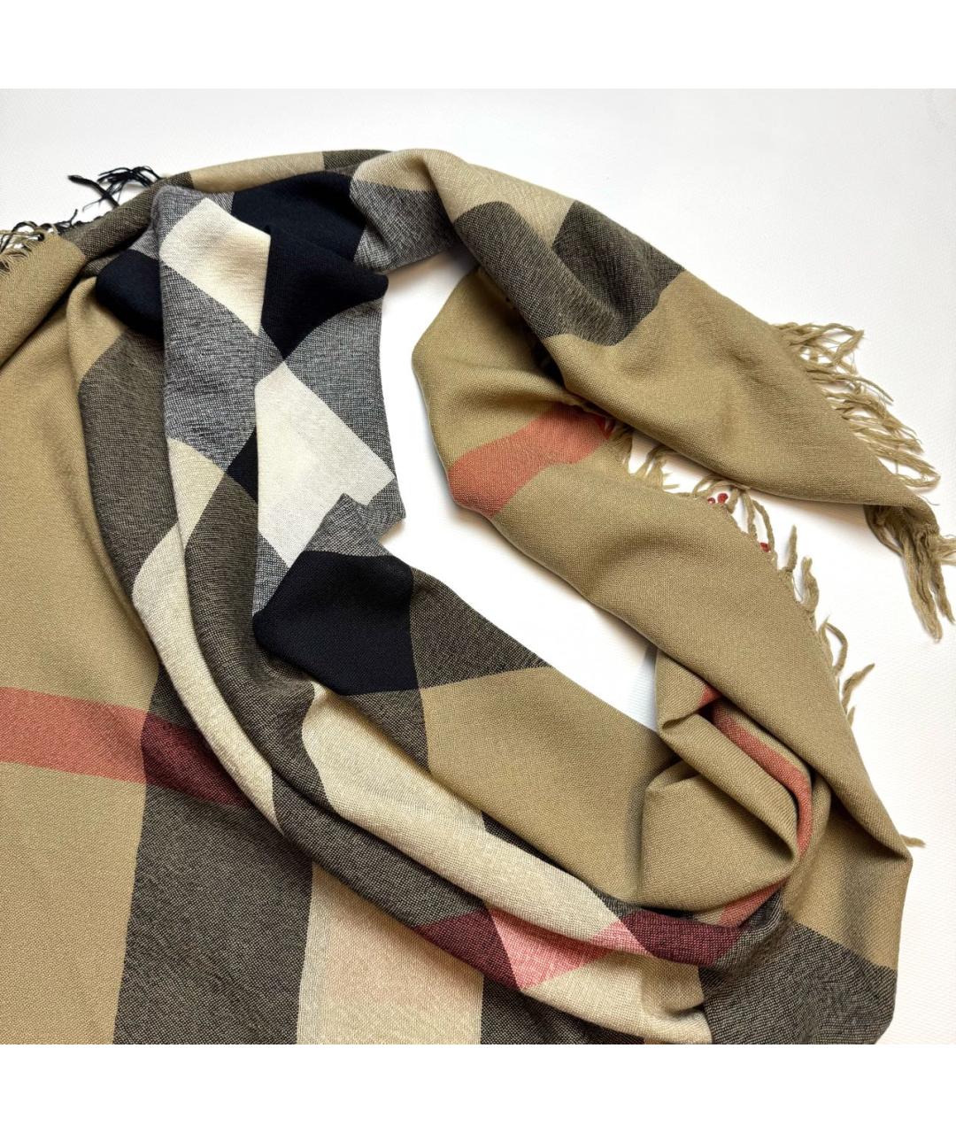 BURBERRY Бежевый шерстяной шарф, фото 5