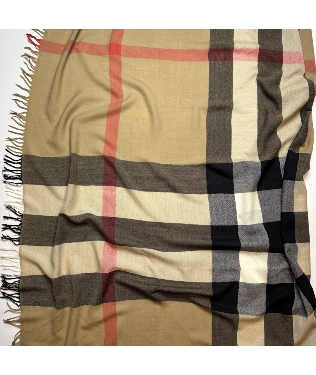 BURBERRY Бежевый шерстяной шарф, фото 7