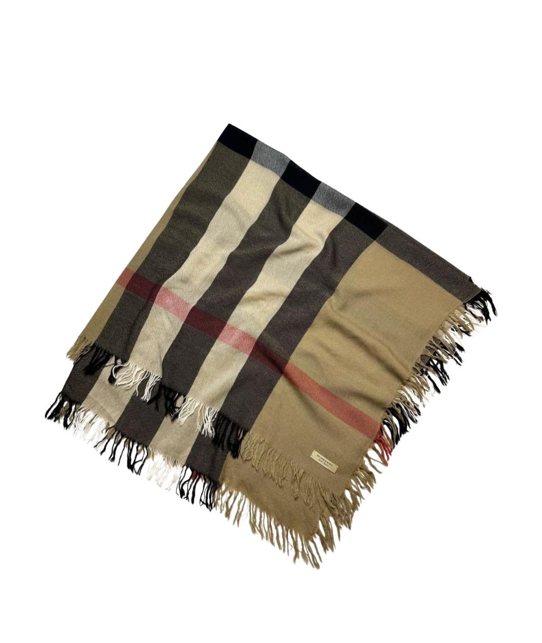 BURBERRY Бежевый шерстяной шарф, фото 1