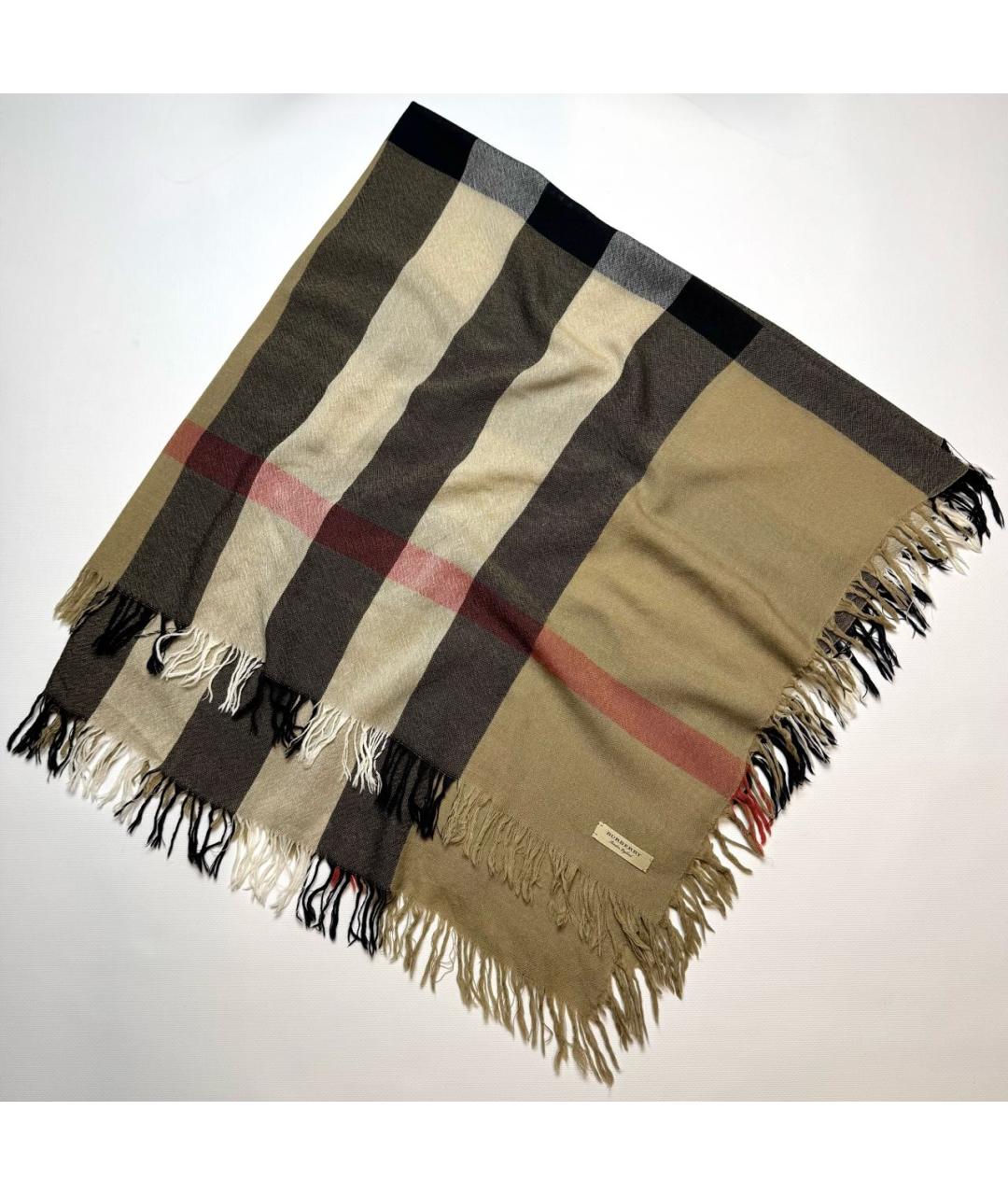 BURBERRY Бежевый шерстяной шарф, фото 8