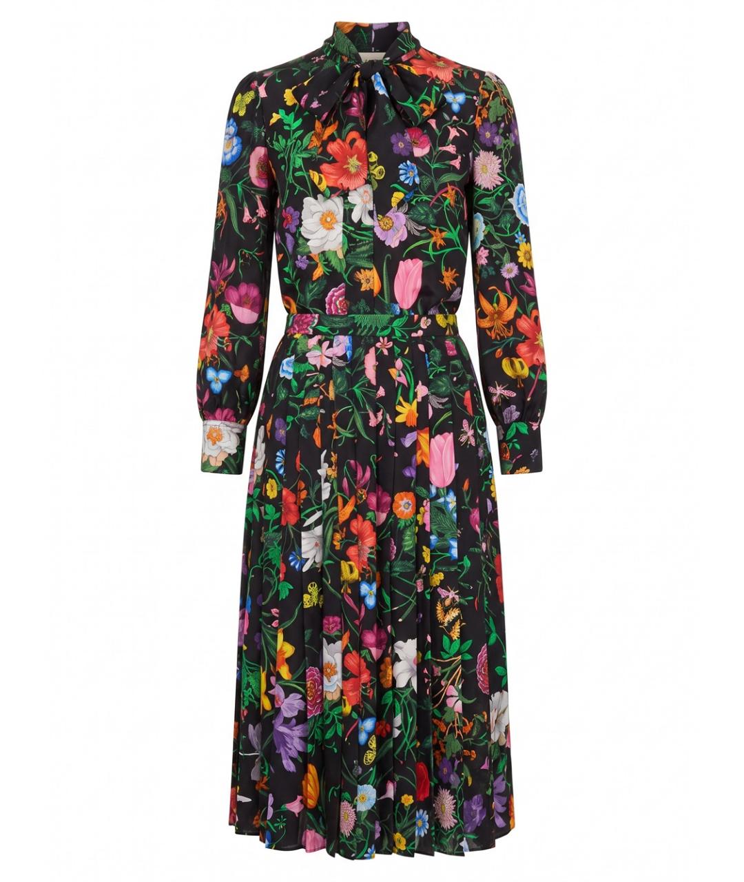 GUCCI Черное шелковое повседневное платье, фото 1