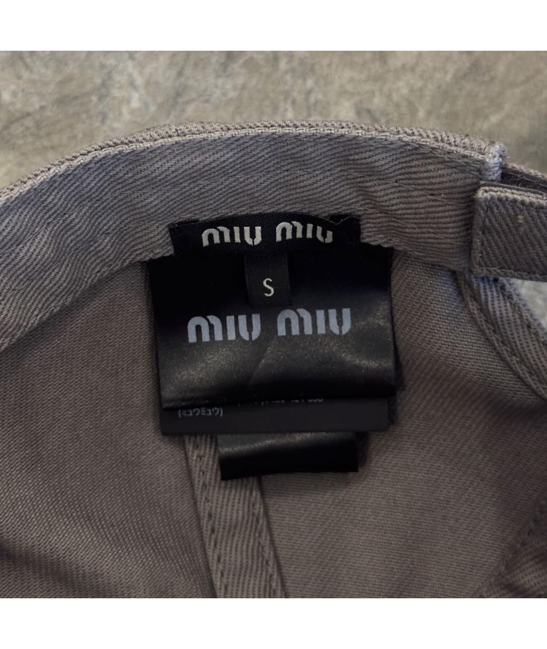 MIU MIU Темно-синяя хлопковая кепка, фото 7