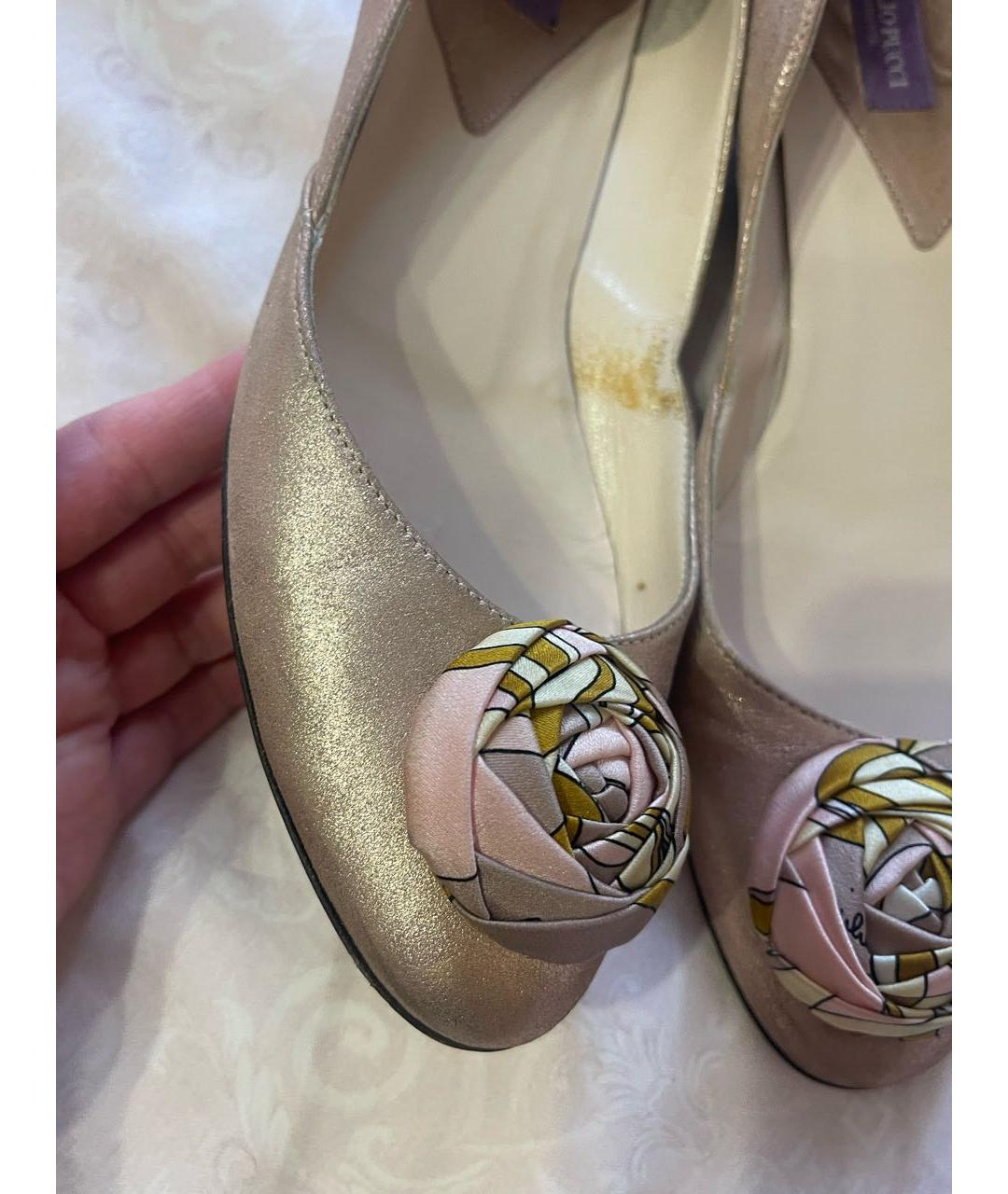 EMILIO PUCCI Розовые кожаные лодочки на низком каблуке, фото 7