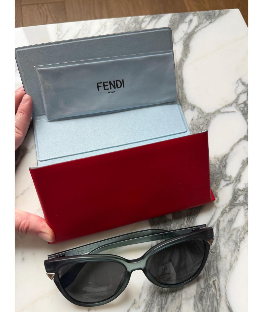 FENDI Синие пластиковые солнцезащитные очки, фото 4