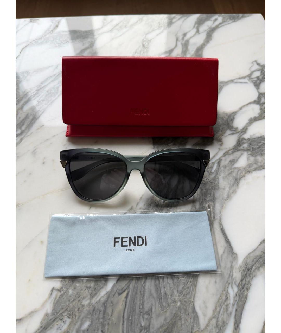 FENDI Синие пластиковые солнцезащитные очки, фото 2