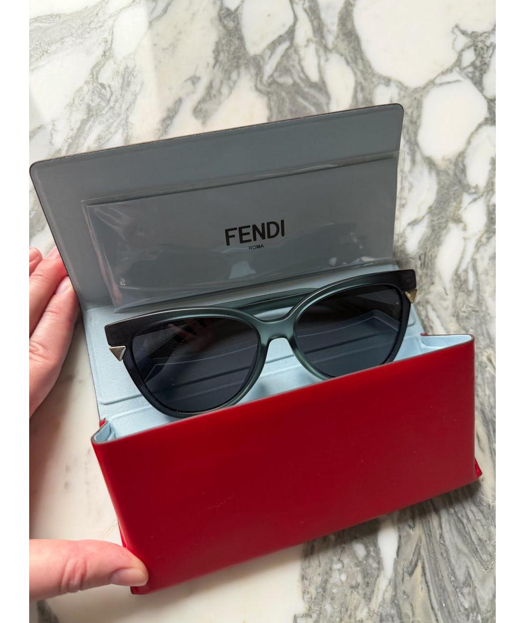 FENDI Синие пластиковые солнцезащитные очки, фото 3