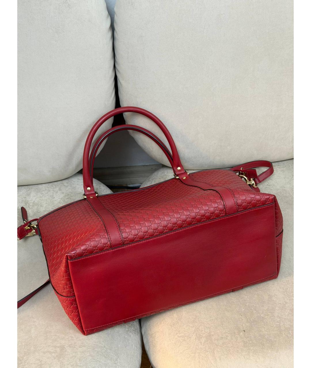 GUCCI Бордовая кожаная сумка тоут, фото 3