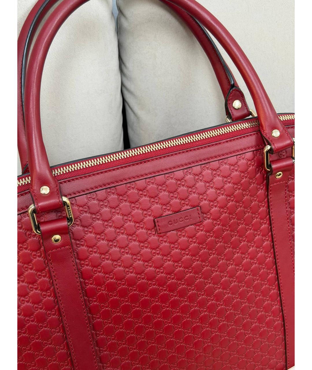 GUCCI Бордовая кожаная сумка тоут, фото 2