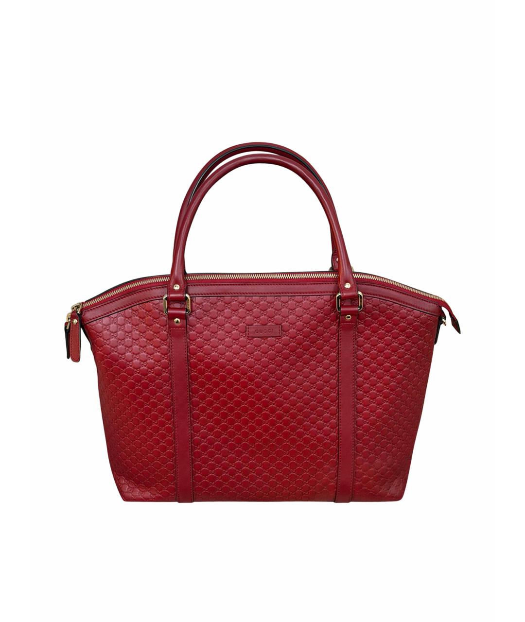 GUCCI Бордовая кожаная сумка тоут, фото 1