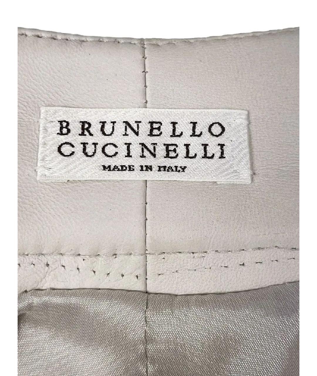 BRUNELLO CUCINELLI Бежевый кожаный костюм с брюками, фото 8