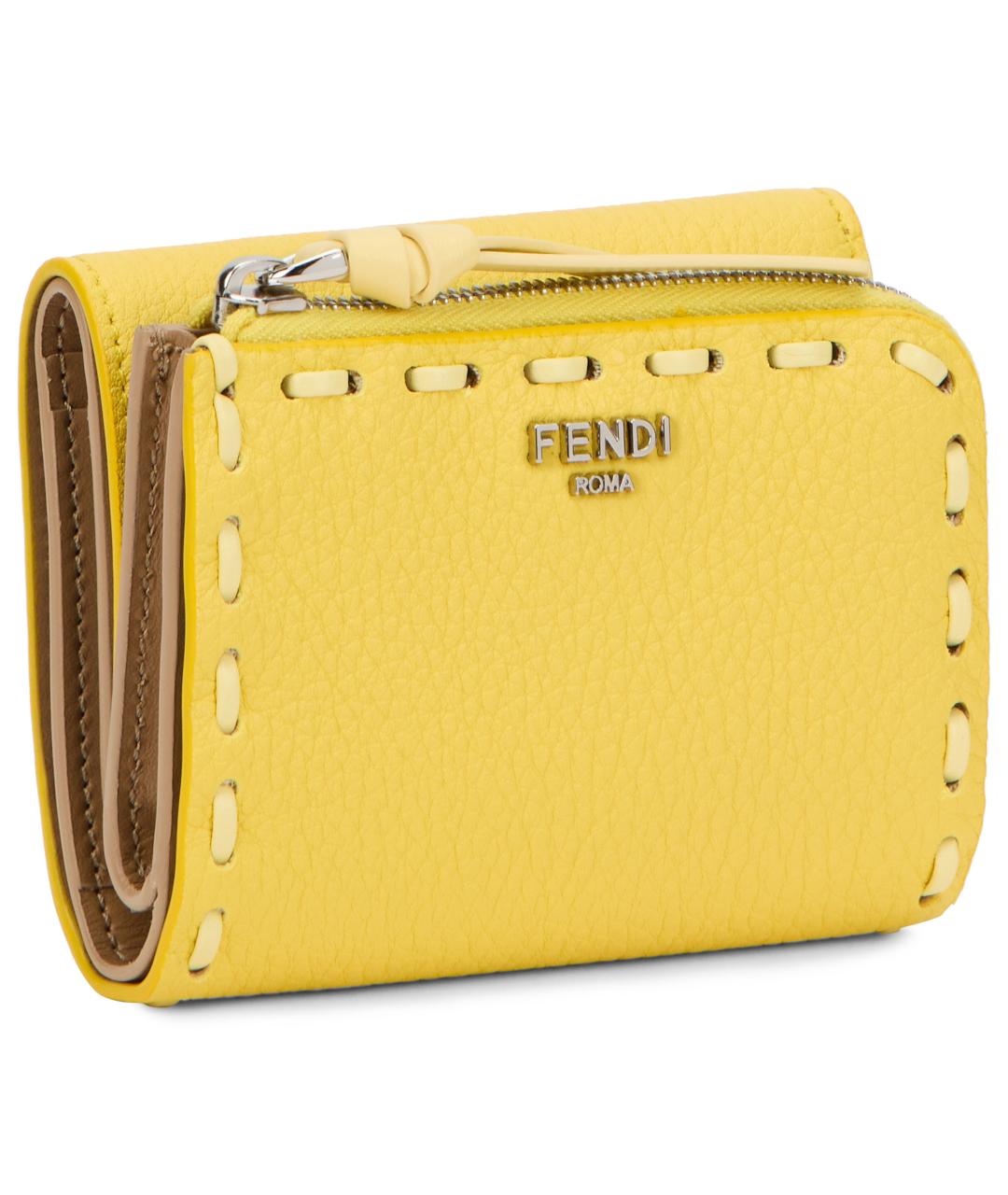 FENDI Желтый кожаный кошелек, фото 2