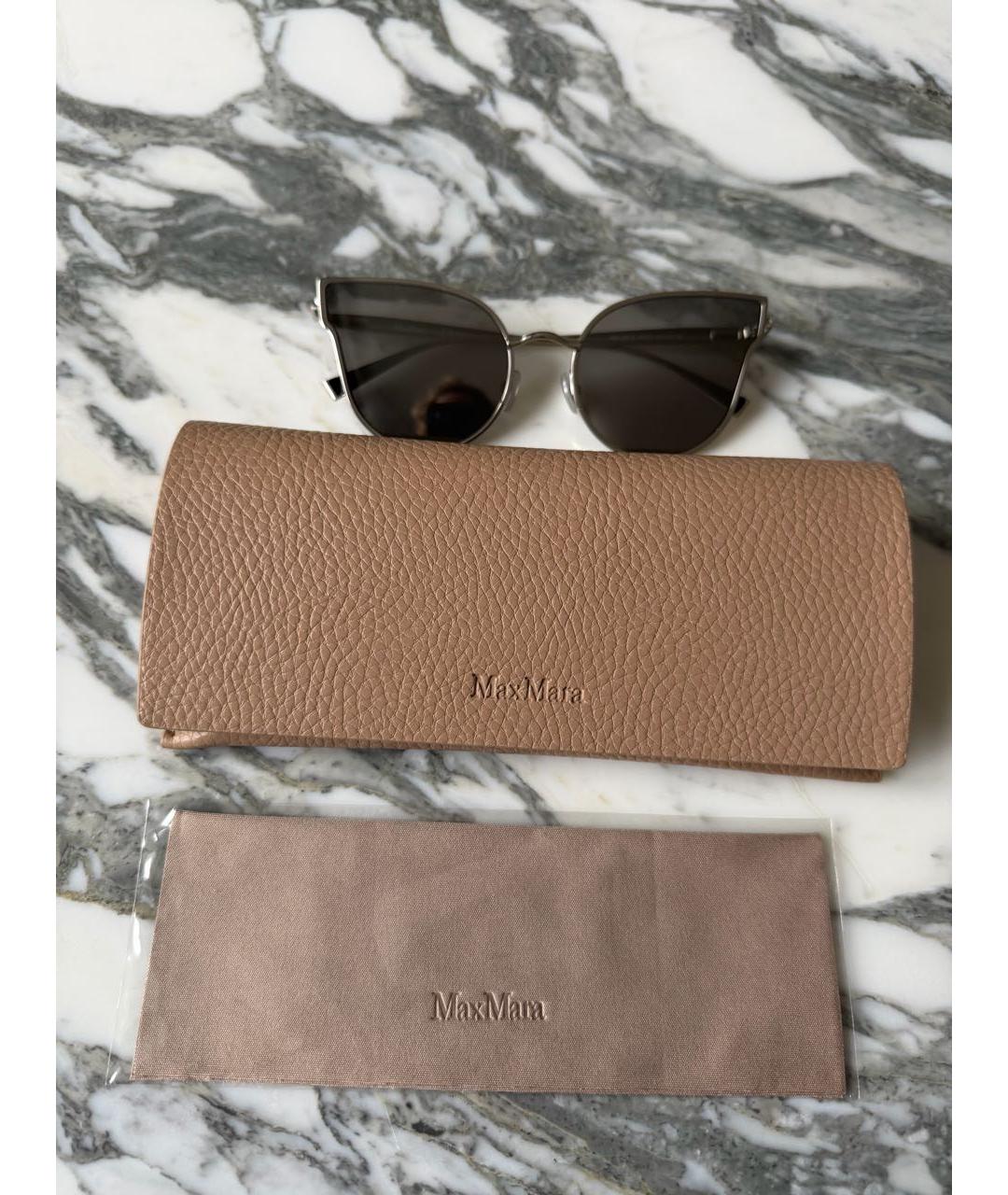 MAX MARA Серебряные металлические солнцезащитные очки, фото 2