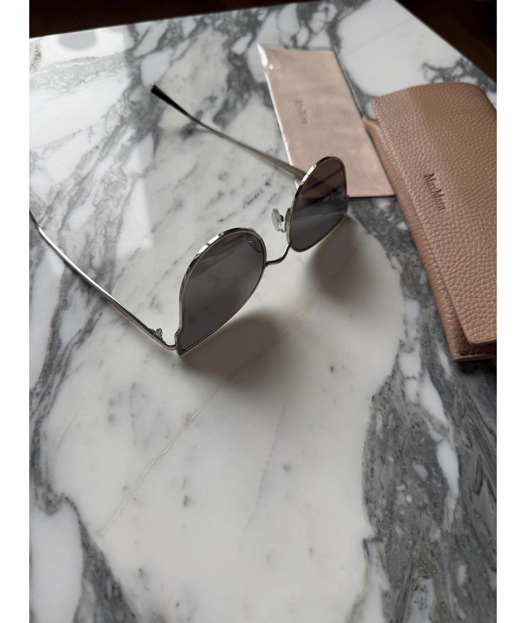 MAX MARA Серебряные металлические солнцезащитные очки, фото 5