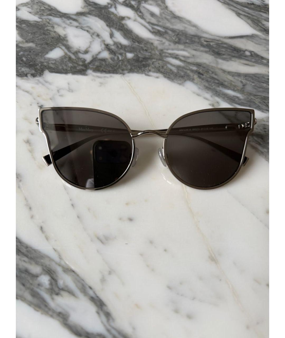 MAX MARA Серебряные металлические солнцезащитные очки, фото 6