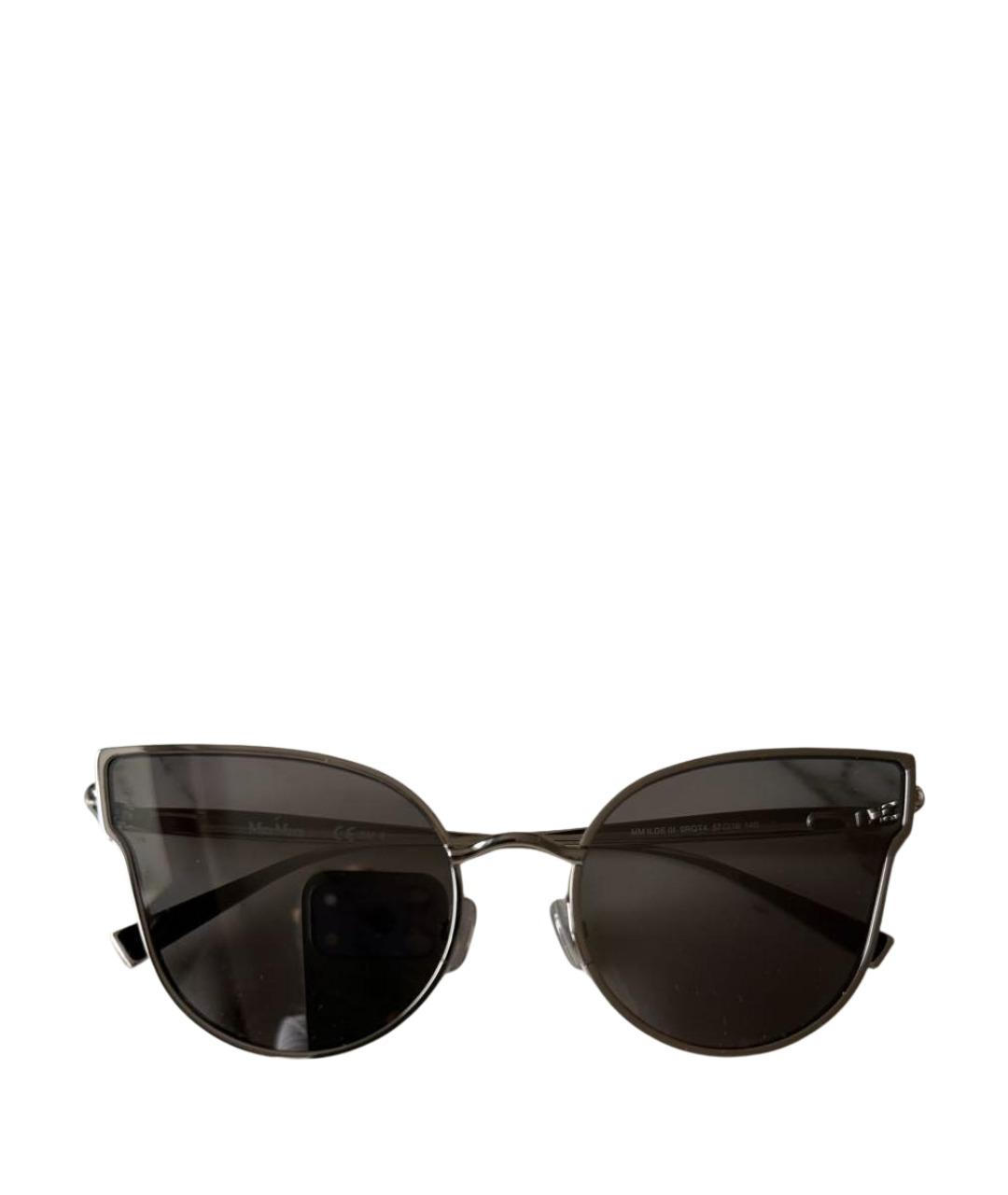 MAX MARA Серебряные металлические солнцезащитные очки, фото 1