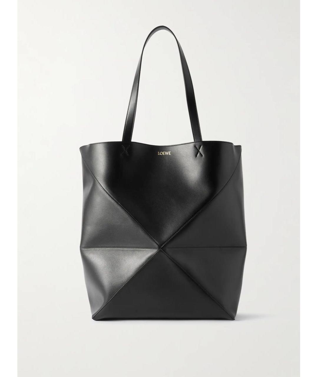 LOEWE Черная кожаная сумка тоут, фото 9