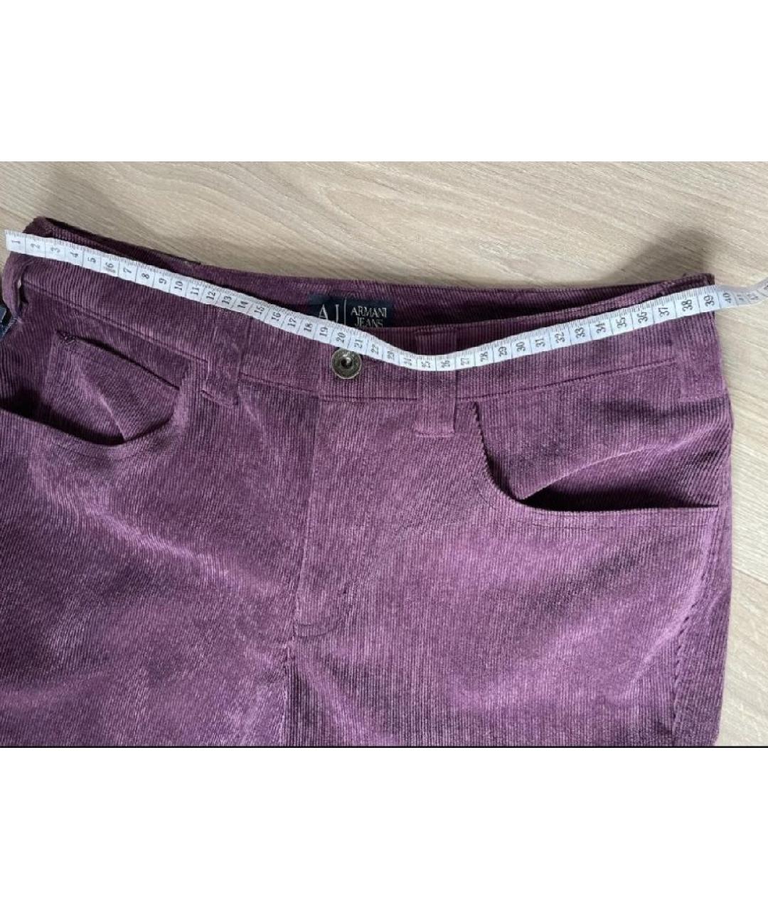 ARMANI JEANS Фиолетовые велюровые прямые брюки, фото 6