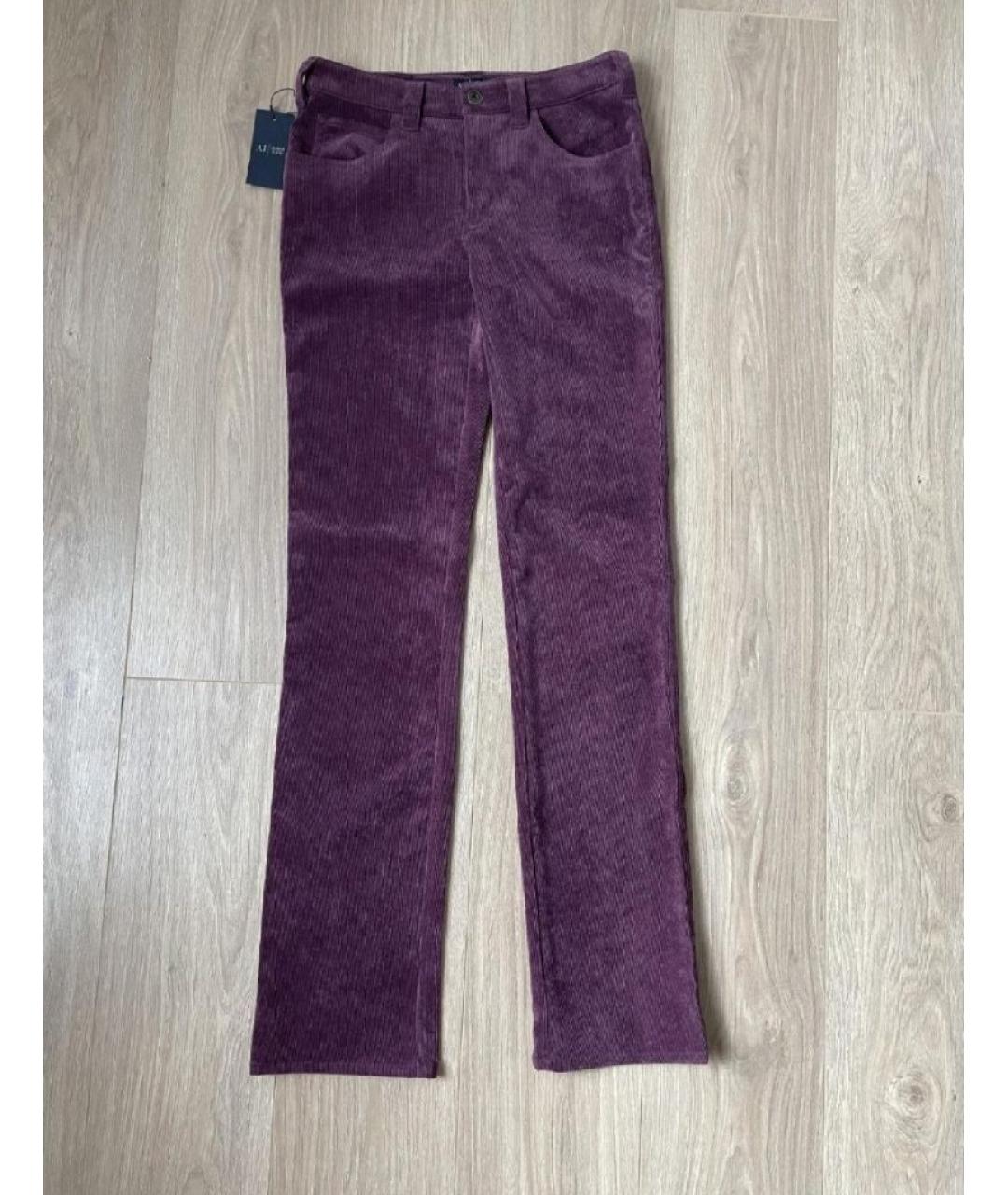 ARMANI JEANS Фиолетовые велюровые прямые брюки, фото 7