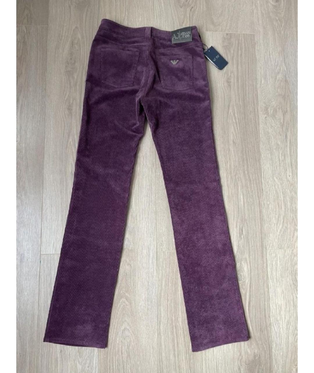 ARMANI JEANS Фиолетовые велюровые прямые брюки, фото 2
