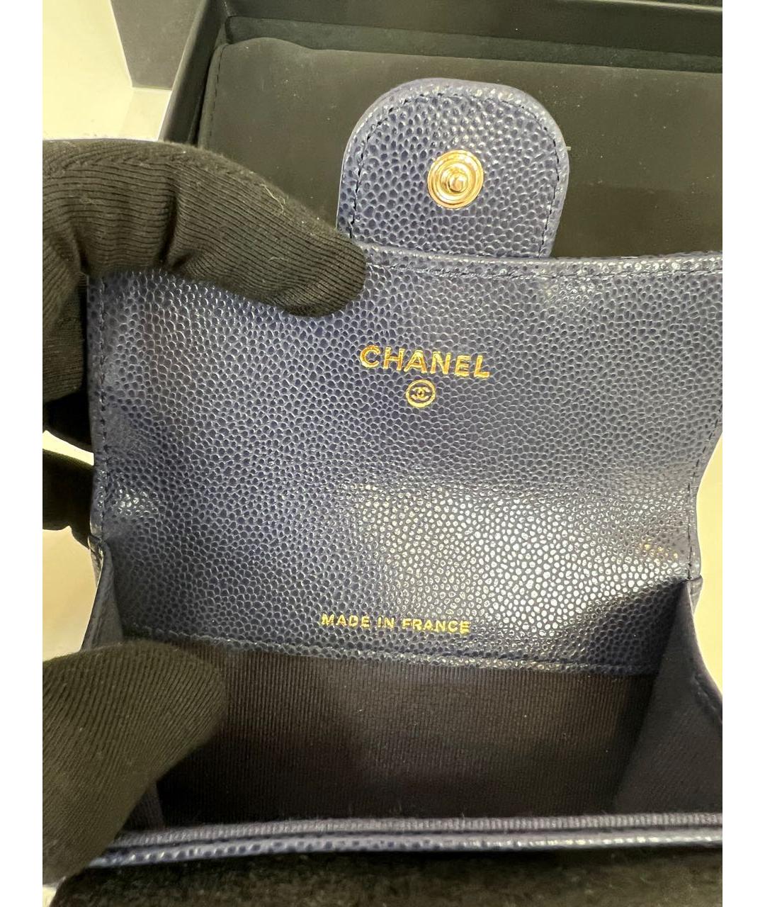 CHANEL Темно-синий кожаный кардхолдер, фото 4