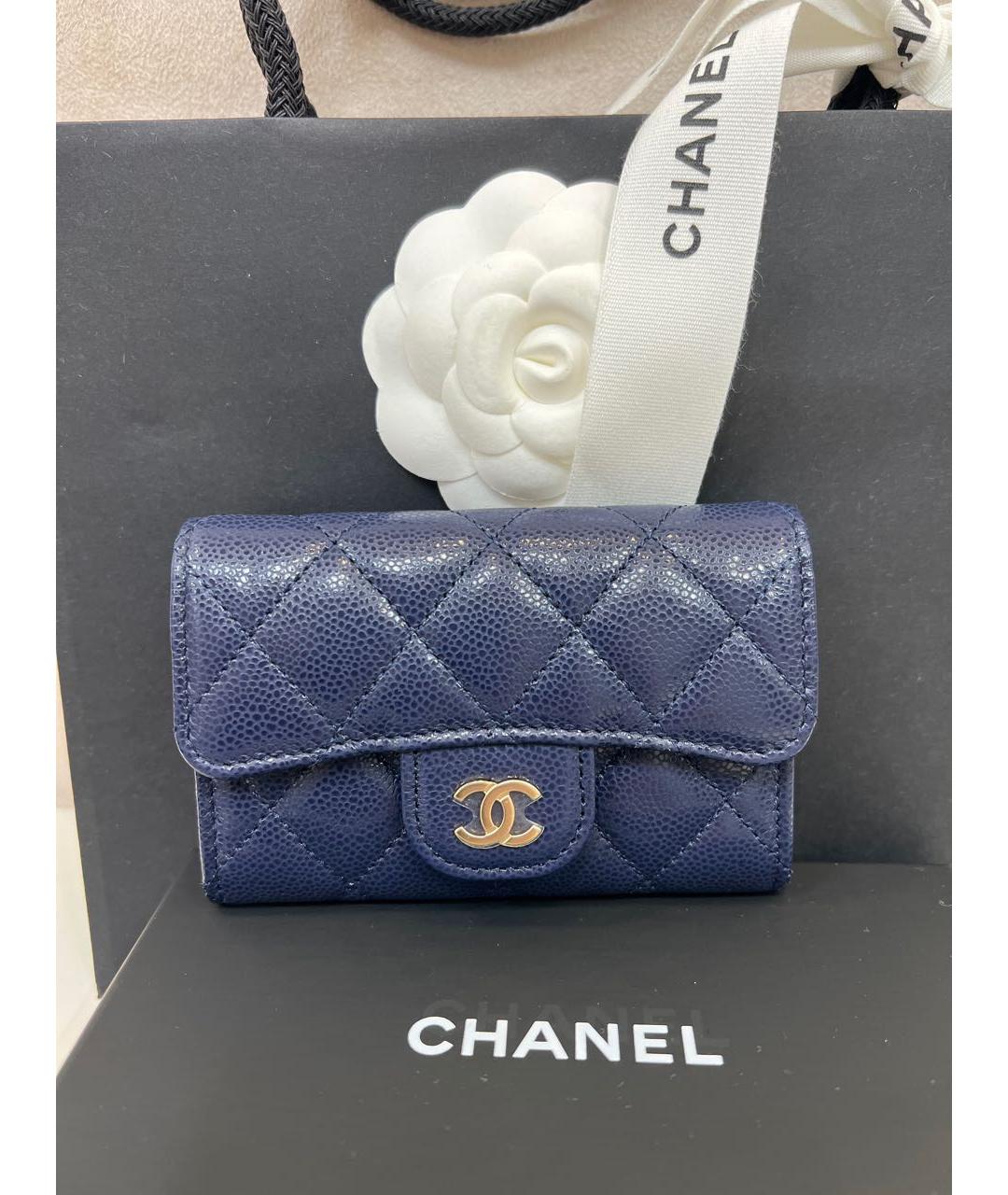 CHANEL Темно-синий кожаный кардхолдер, фото 5