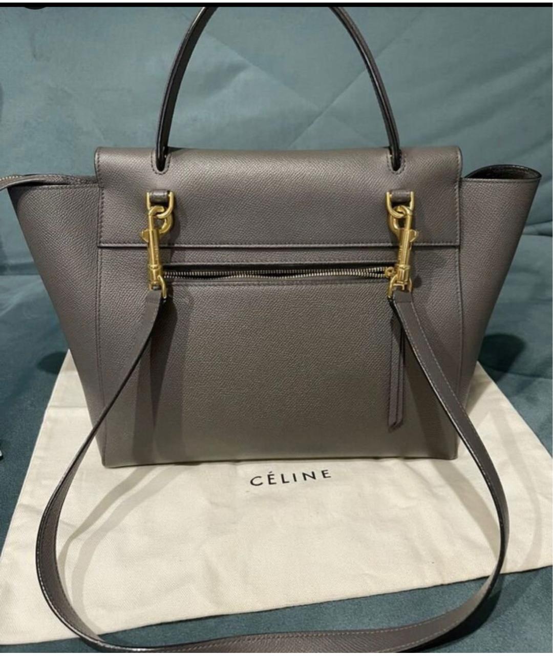 CELINE Антрацитовая кожаная сумка через плечо, фото 3