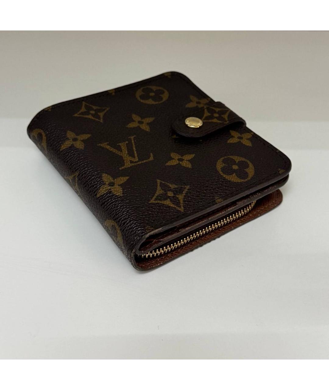 LOUIS VUITTON Коричневый кожаный кошелек, фото 2