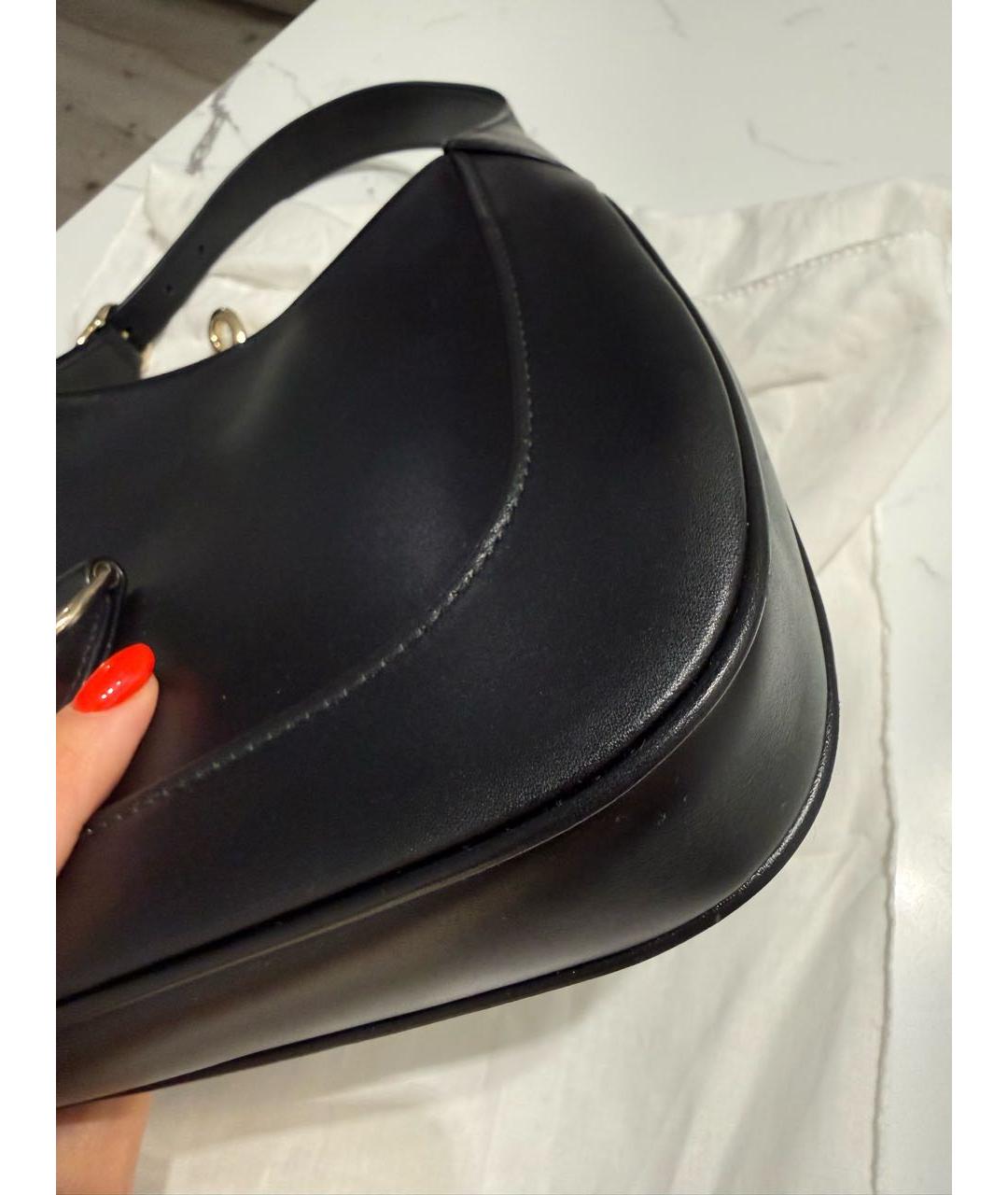 GUCCI Черная кожаная сумка с короткими ручками, фото 4