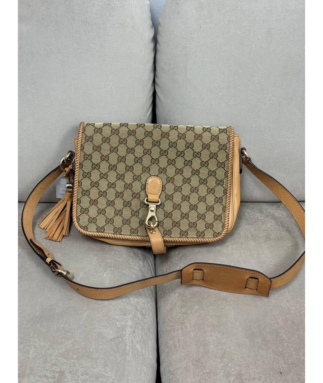 GUCCI Коричневая сумка через плечо из канвы, фото 7
