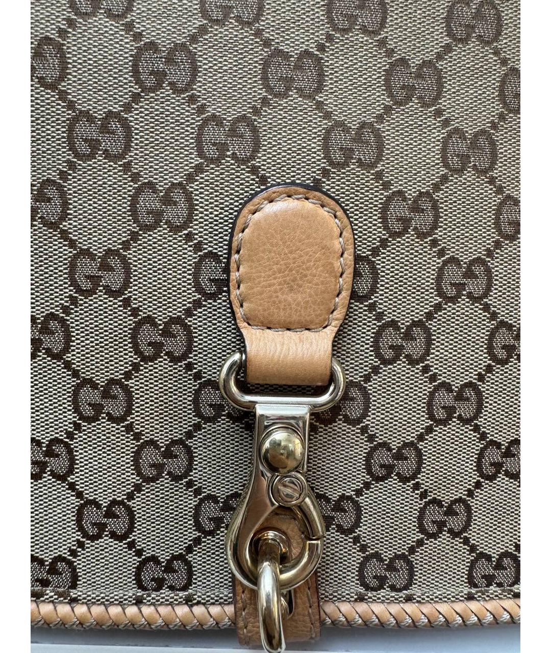 GUCCI Коричневая сумка через плечо из канвы, фото 5