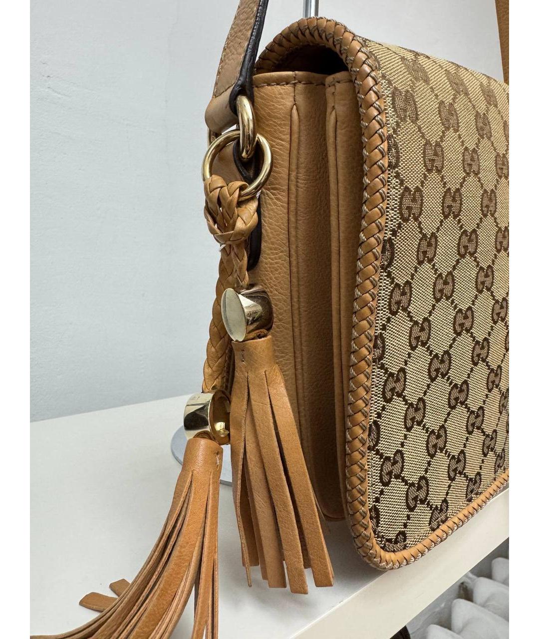 GUCCI Коричневая сумка через плечо из канвы, фото 2