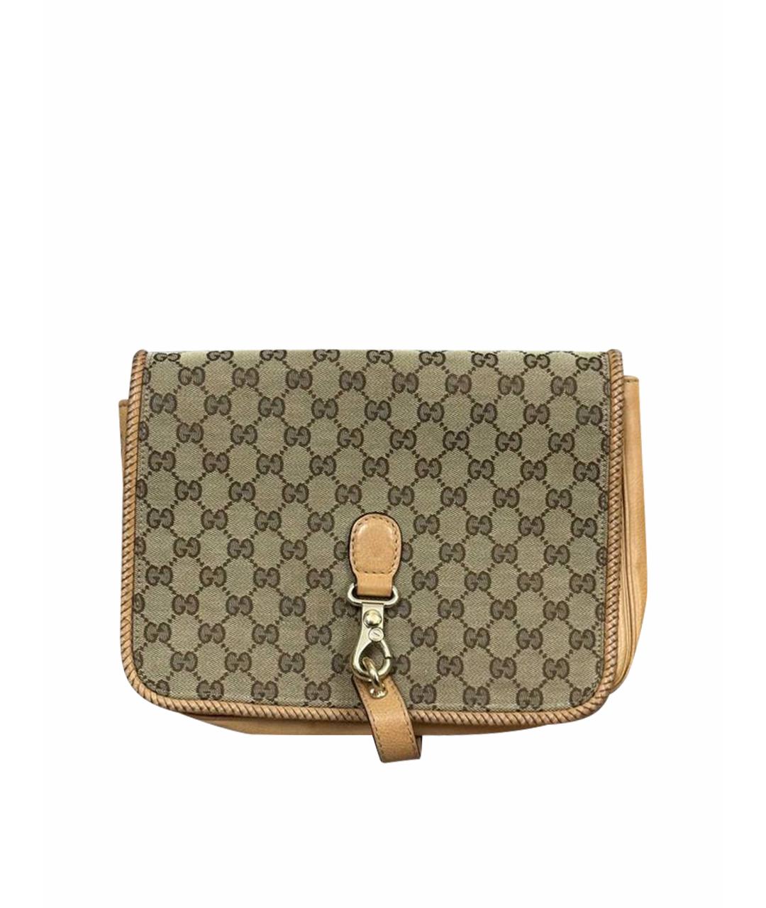 GUCCI Коричневая сумка через плечо из канвы, фото 1