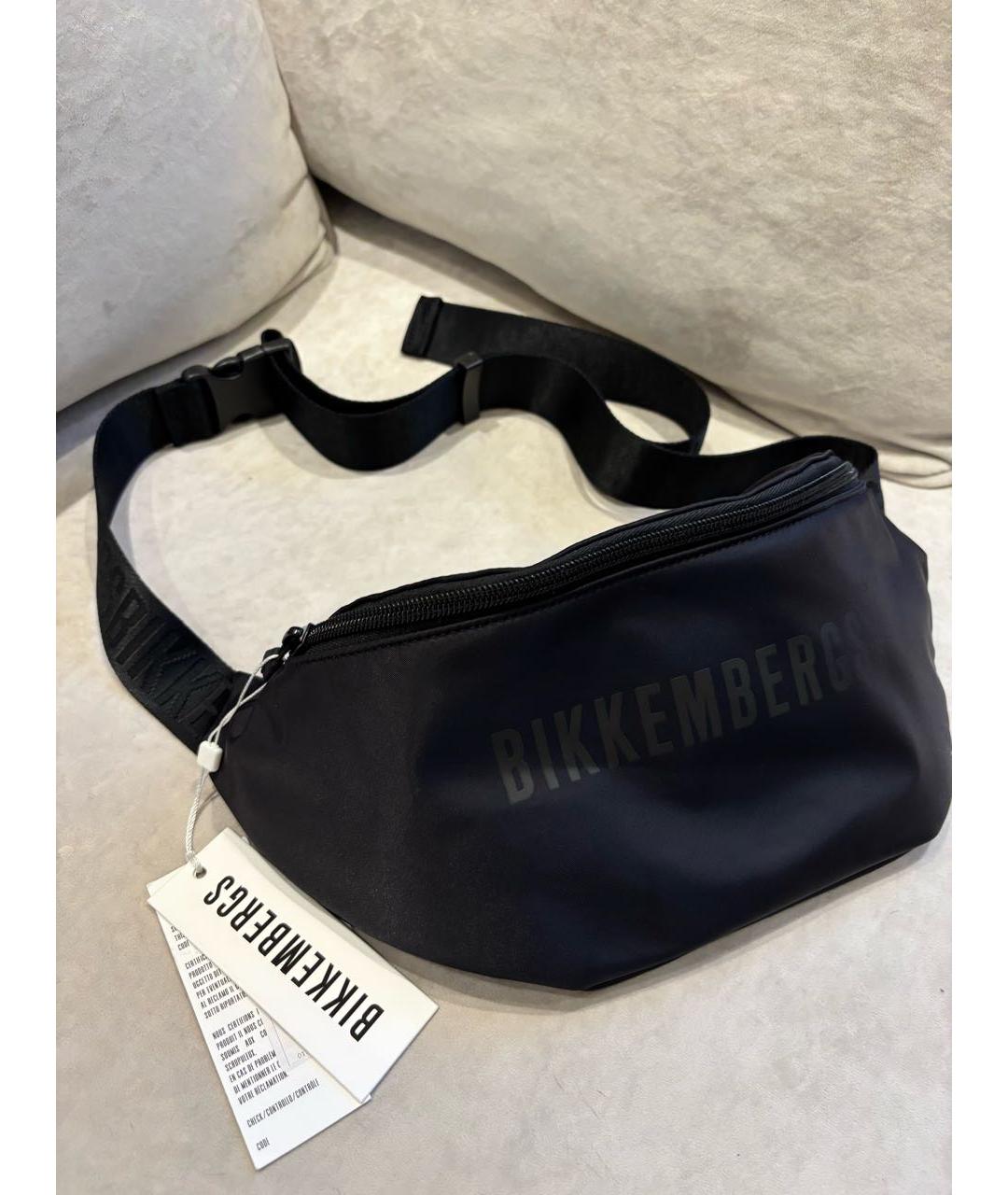 BIKKEMBERGS Черная тканевая поясная сумка, фото 6