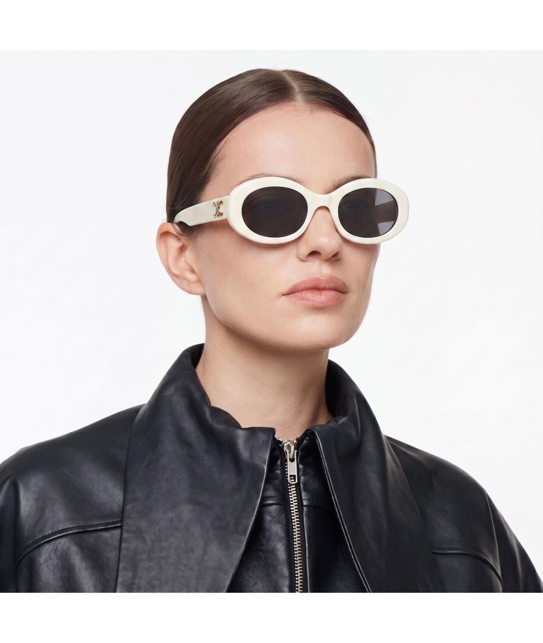 CELINE Белые пластиковые солнцезащитные очки, фото 7