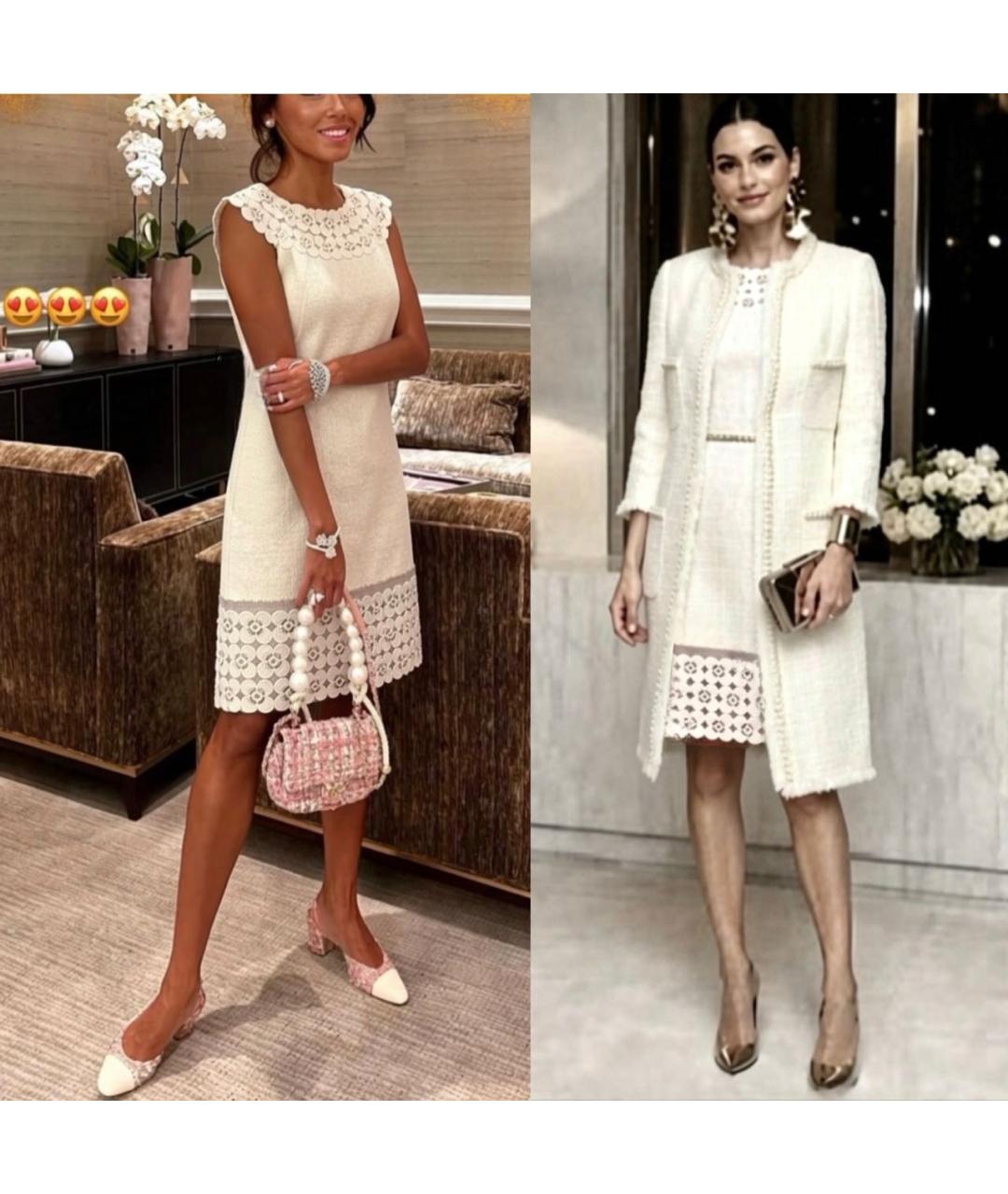 CHANEL Белое твидовое вечернее платье, фото 4