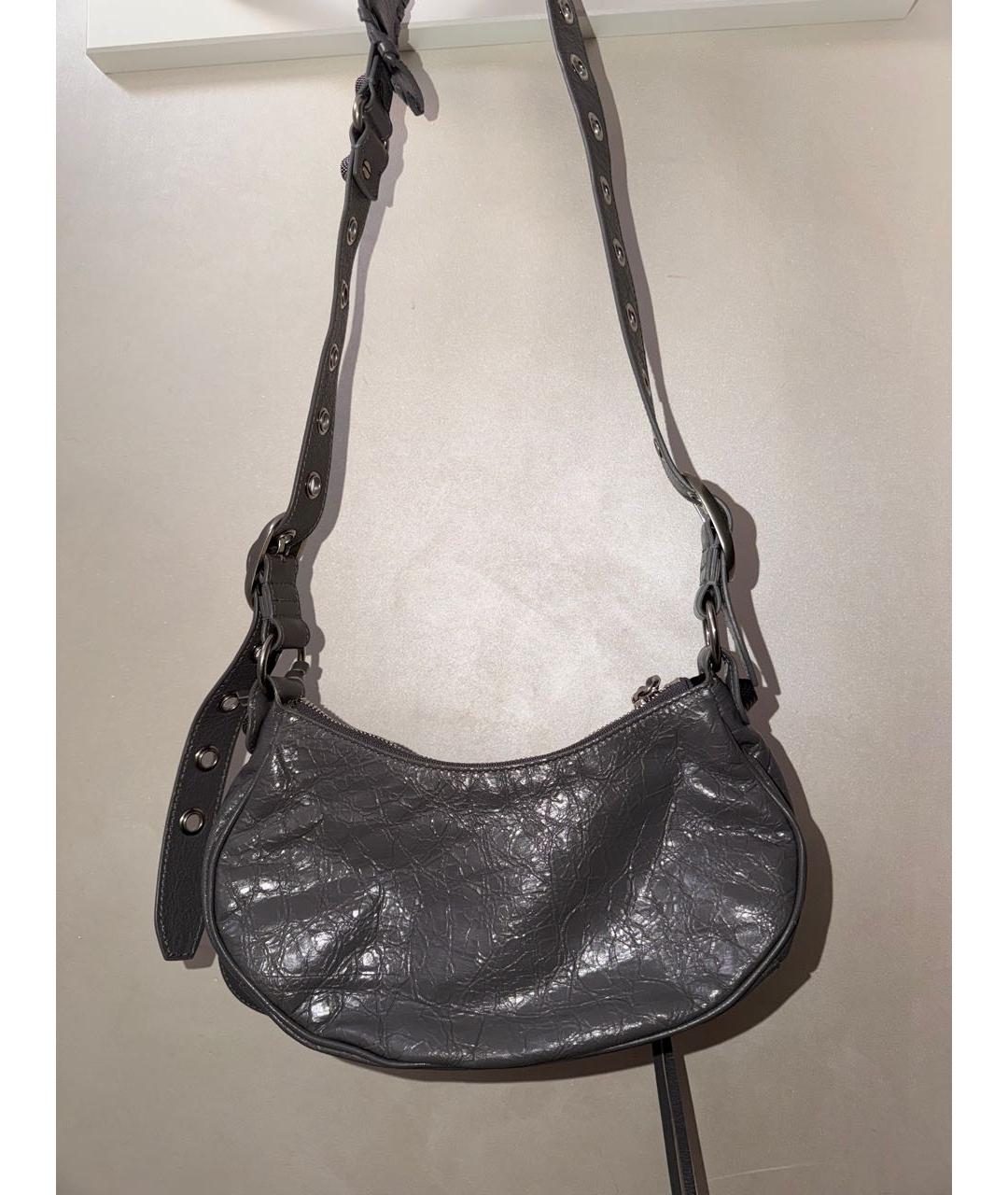 BALENCIAGA Антрацитовая кожаная сумка через плечо, фото 3