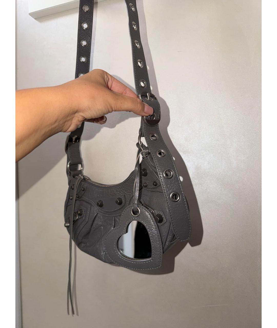 BALENCIAGA Антрацитовая кожаная сумка через плечо, фото 2