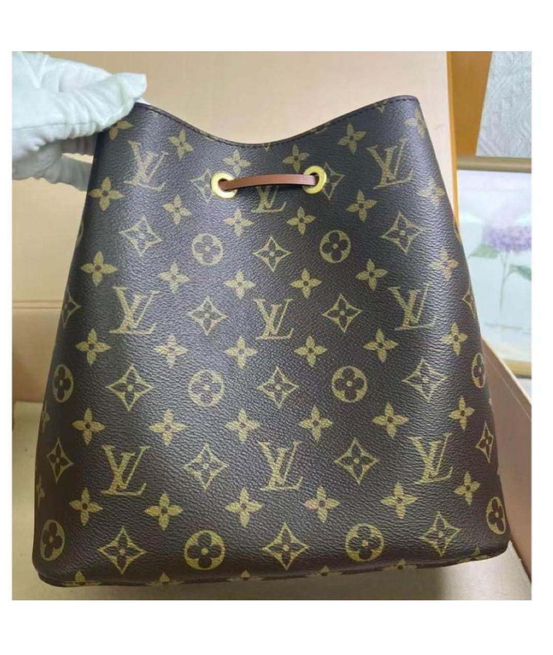 LOUIS VUITTON Коричневая кожаная сумка через плечо, фото 7