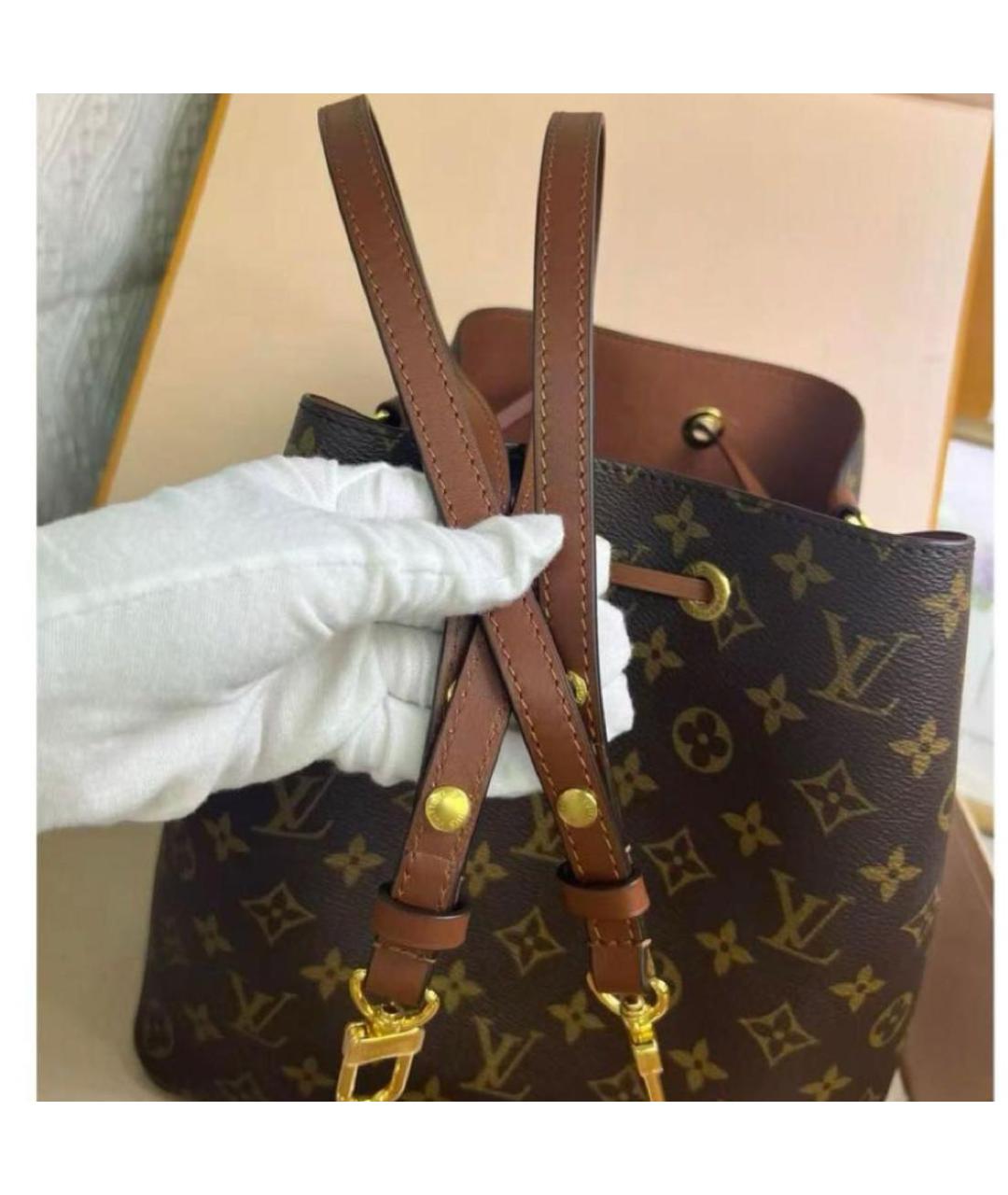 LOUIS VUITTON Коричневая кожаная сумка через плечо, фото 4