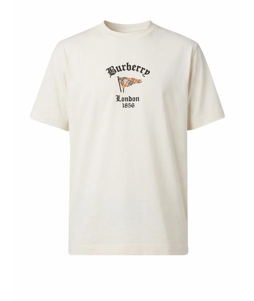 BURBERRY Белая хлопковая футболка, фото 1