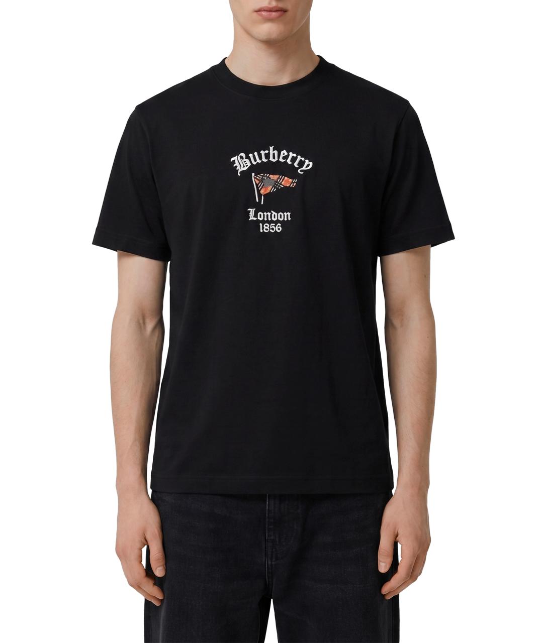 BURBERRY Черная хлопковая футболка, фото 4