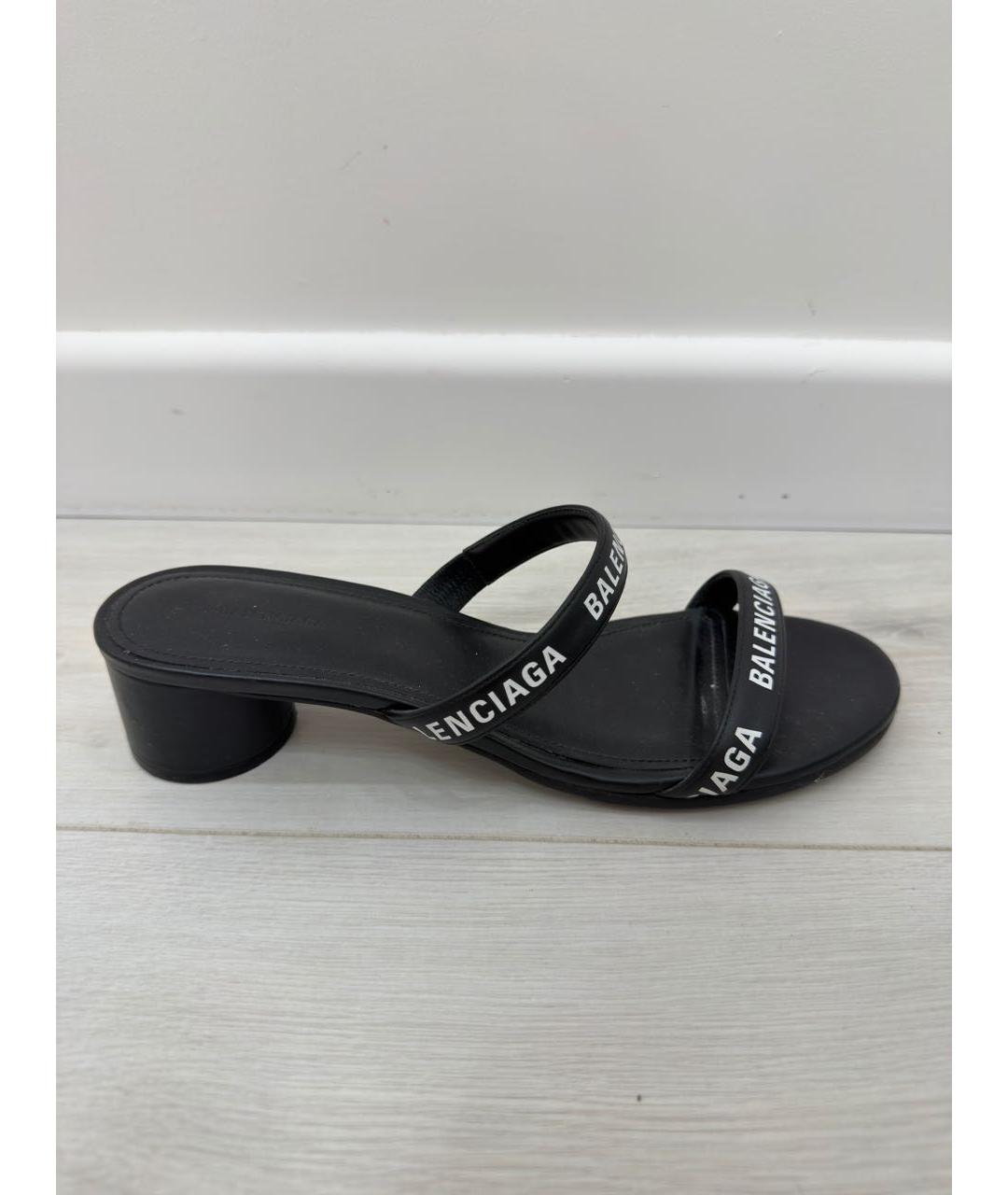 BALENCIAGA Черные кожаные мюли, фото 7