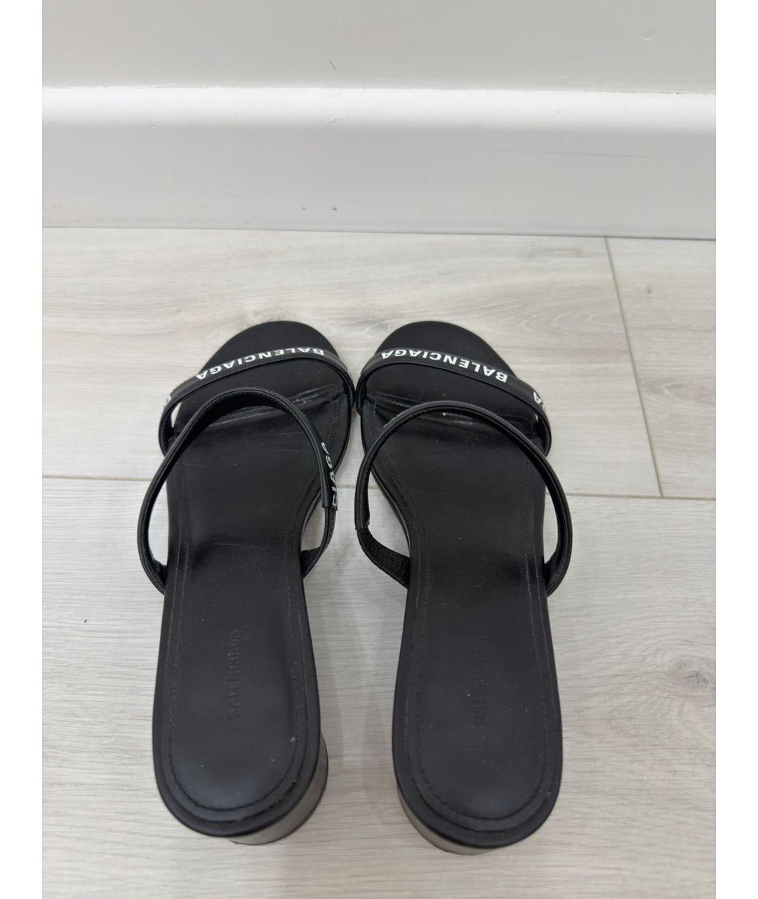 BALENCIAGA Черные кожаные мюли, фото 3