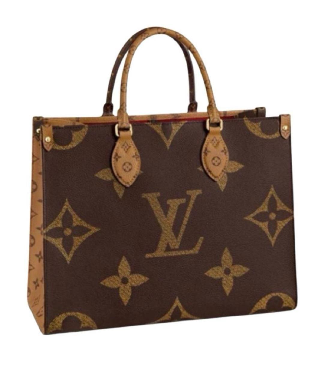 LOUIS VUITTON Коричневая кожаная сумка тоут, фото 8