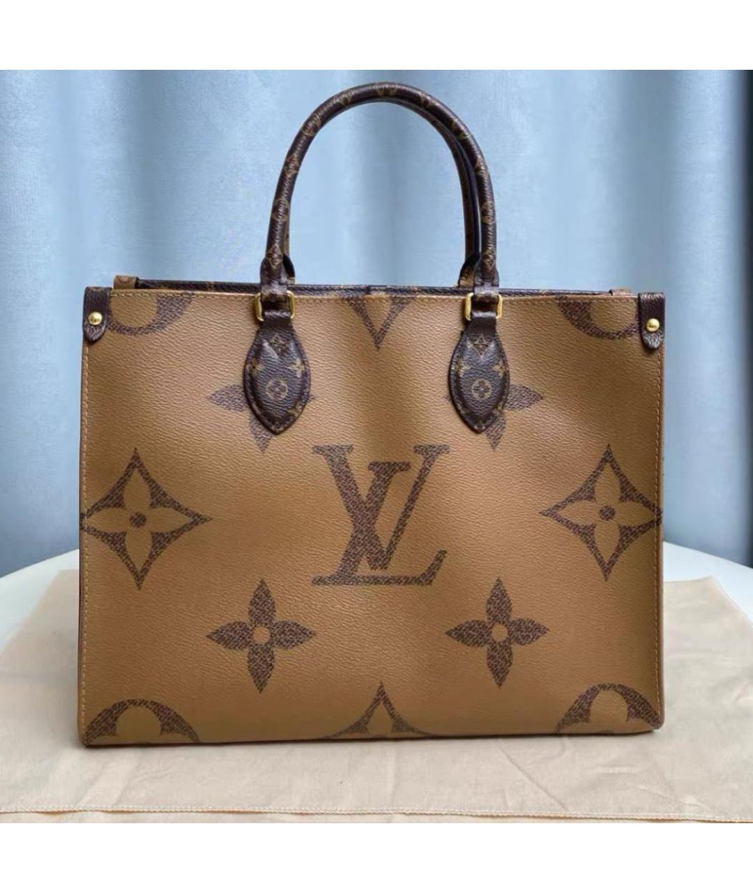 LOUIS VUITTON Коричневая кожаная сумка тоут, фото 2